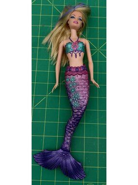 2010 Barbie Mermaid Tale Blonde with Purple Streaks & Tail Doll